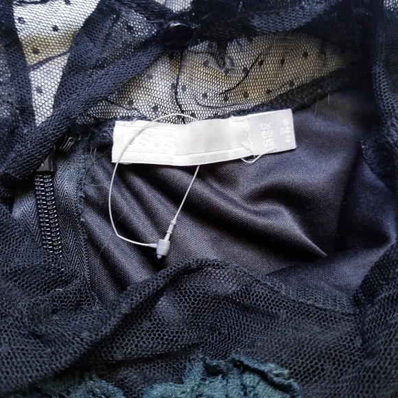 ASOS lace & dobby skater dress emerald lace mini 2 - Picture 9 of 12